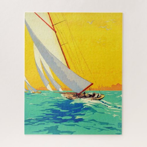 Vintage Sail Boats French Travel Jigsaw Puzzle