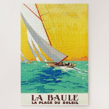 Vintage Sail Boats French Travel Jigsaw Puzzle by made_in_atlantis at Zazzle