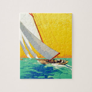 Vintage Sail Boats French Travel Jigsaw Puzzle