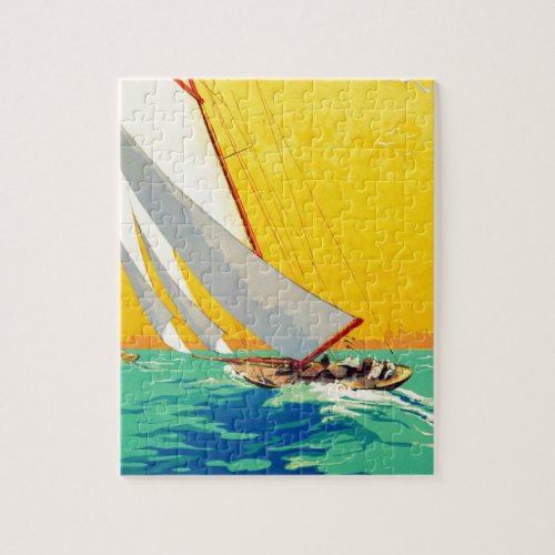 Vintage Sail Boats French Travel Jigsaw Puzzle