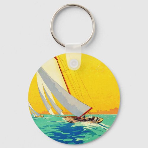 Vintage Sail Boats French Travel Keychain