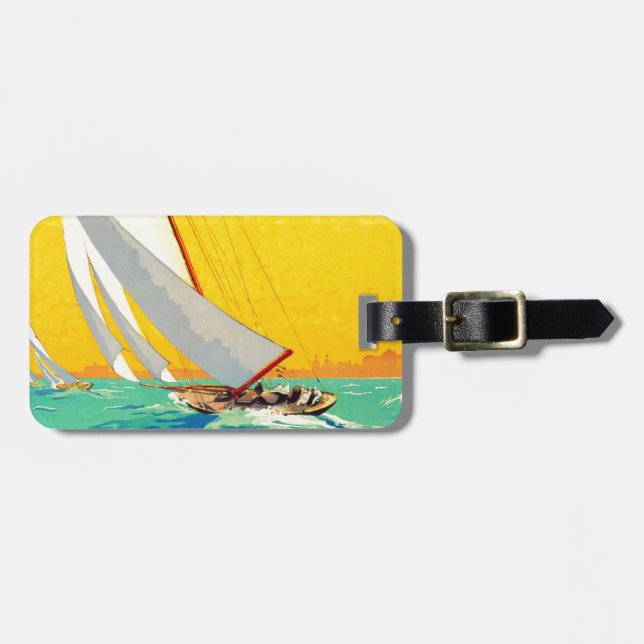 Vintage Sail Boats French Travel Luggage Tag (Front Horizontal)