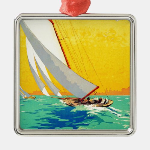 Vintage Sail Boats French Travel Metal Ornament