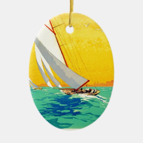Vintage Sail Boats French Travel Ornament