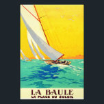 Vintage Sail Boats French Travel Photo Print<br><div class="desc">French and European Travel Advertisements - blue sea and sunny yellow sky illustration</div>