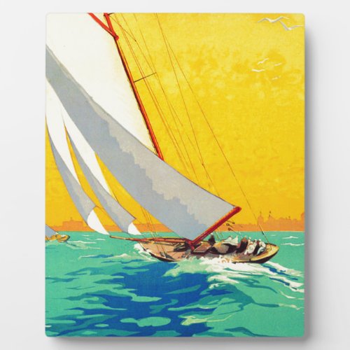 Vintage Sail Boats French Travel Plaque