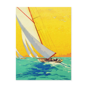 Vintage Sail Boats French Travel Postcard