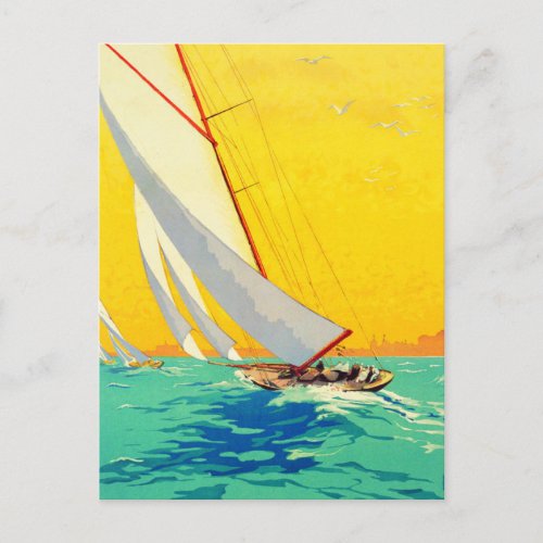 Vintage Sail Boats French Travel Postcard