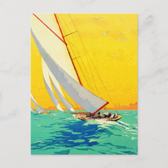 Vintage Sail Boats French Travel Postcard (Front)