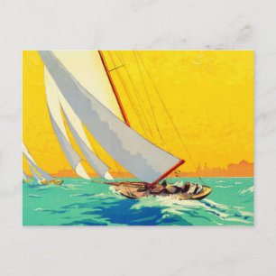 Vintage Sail Boats French Travel Postcard