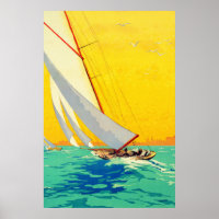 Vintage Sail Boats French Travel Poster