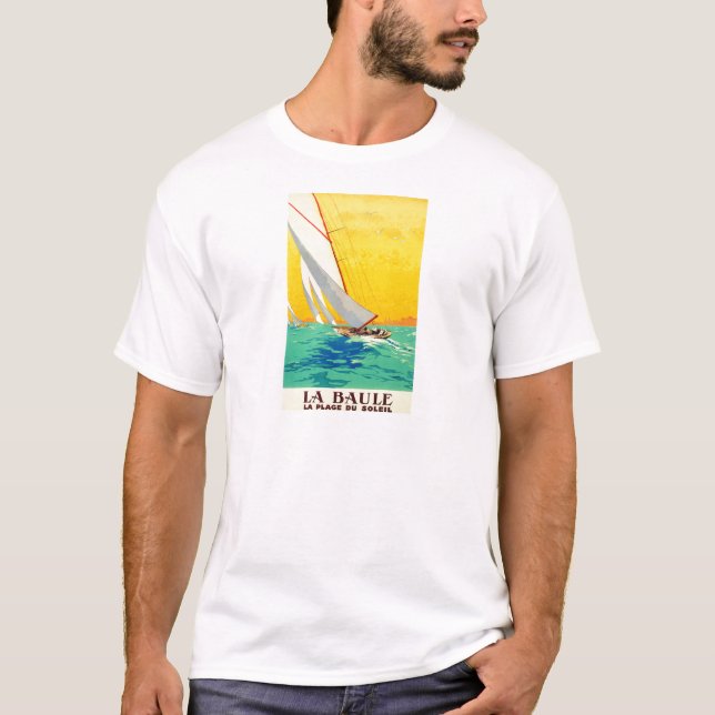 Vintage Sail Boats French Travel T-Shirt (Front)