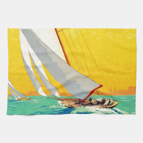 Vintage Sail Boats French Travel Towel
