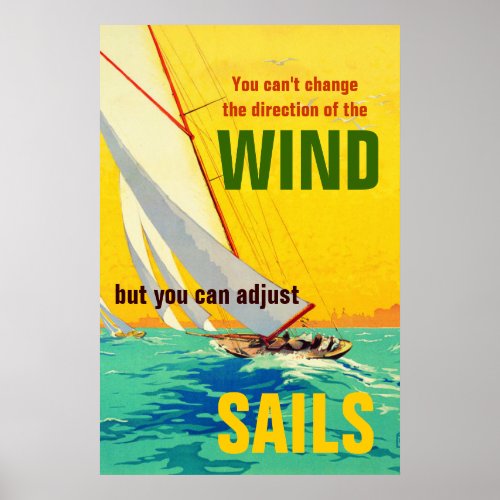 Vintage Sail Boats Painting Quote Direction Print