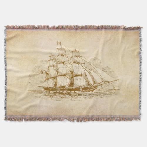 Vintage Sail Ship Throw Blanket