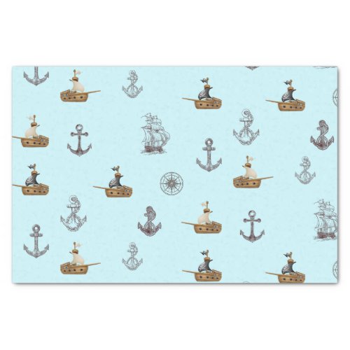 Vintage Sail Ships and Anchors   Tissue Paper