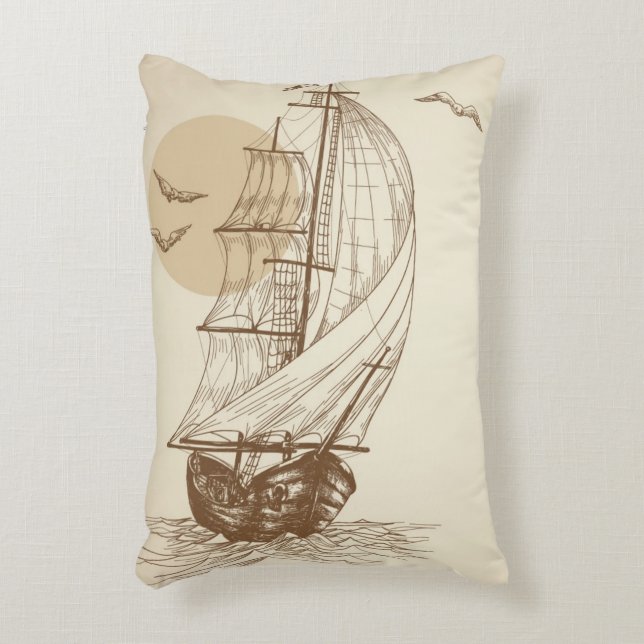 Vintage sailboat accent pillow (Front(Vertical))