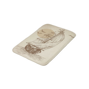 Vintage sailboat bathroom mat