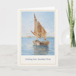 Vintage Sailboat Birthday Card • Coastal Nautical 