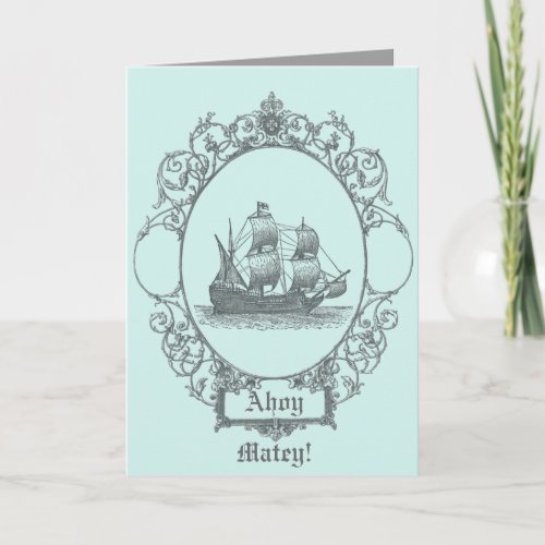 vintage sailboat Boy Pirate Birthday Party Invitation