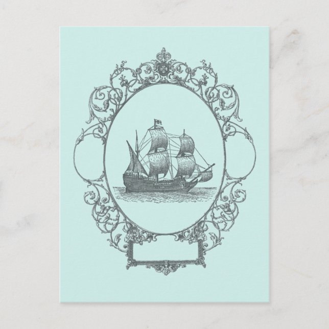 vintage sailboat Boy Pirate Birthday Party Postcard (Front)