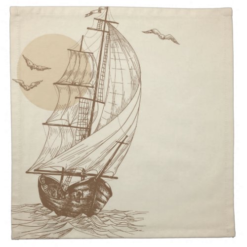Vintage sailboat cloth napkin