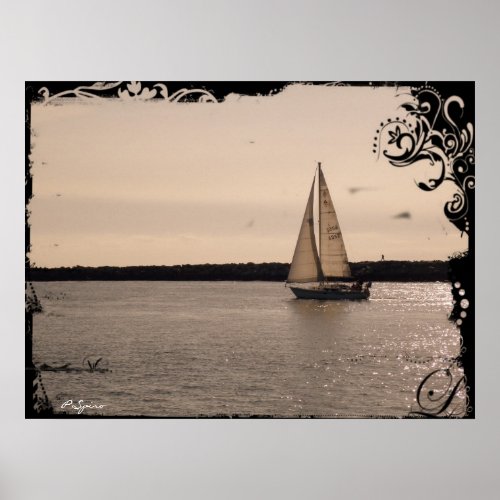 Vintage Sailboat Headed out to Sea _ Poster
