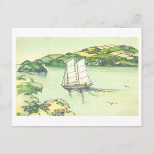 Vintage Sailboat in Inland Sea, Japan Postcard