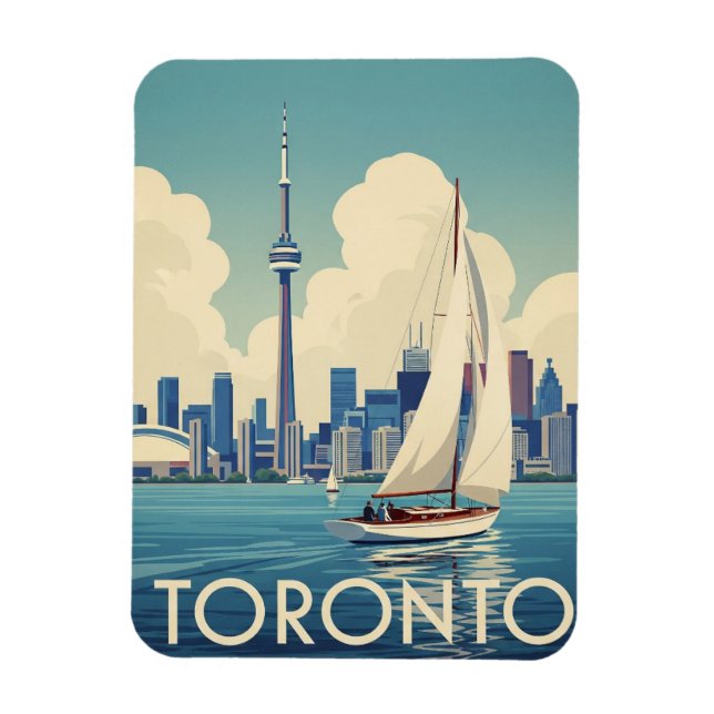 Vintage Sailboat in Toronto Canada Travel Magnet (Vertical)