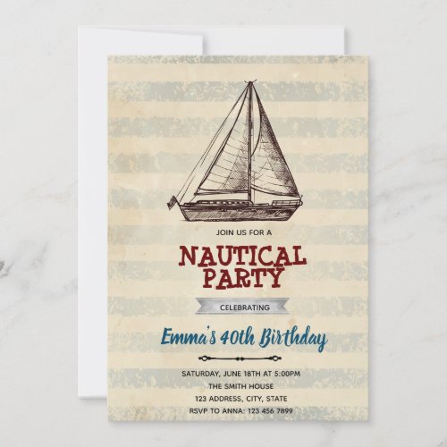 Vintage sailboat invitation