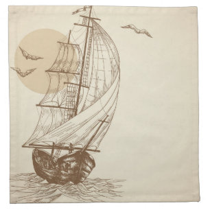 Vintage sailboat napkin