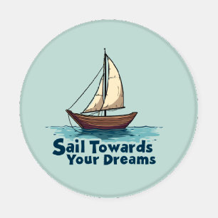 Vintage Sailboat Nautical Inspirational Quote Coaster Set