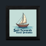 Vintage Sailboat Nautical Inspirational Quote Gift Box<br><div class="desc">Set sail toward your dreams with this beautifully illustrated vintage sailboat design, featuring warm wooden tones, billowing cream sails, and gentle ocean waves. The hand-drawn style gives this piece a timeless, maritime charm, perfect for lovers of adventure and the open sea. Below the boat, the phrase “Sail Towards Your Dreams”...</div>