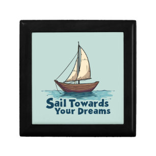 Vintage Sailboat Nautical Inspirational Quote Gift Box