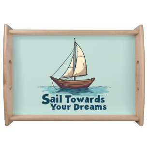 Vintage Sailboat Nautical Inspirational Quote Serving Tray