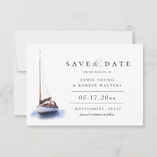 Vintage Sailboat Nautical Theme Save The Date Announcement