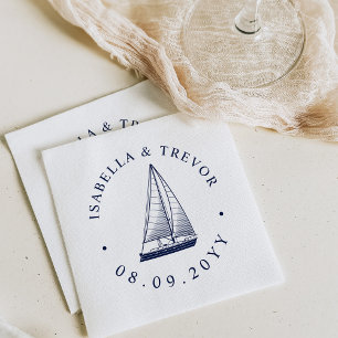 Vintage Sailboat   Nautical Wedding Napkins