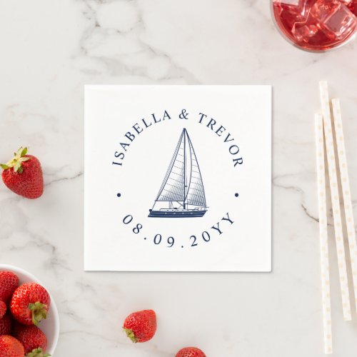 Vintage Sailboat  Nautical Wedding Napkins