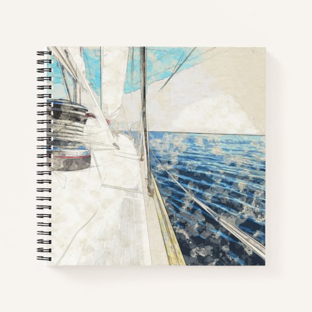 Vintage Sailboat Notebook – Nautical Sketch  (Front)
