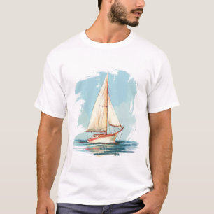 Vintage Sailboat on the Ocean - Minimalist Art T-Shirt