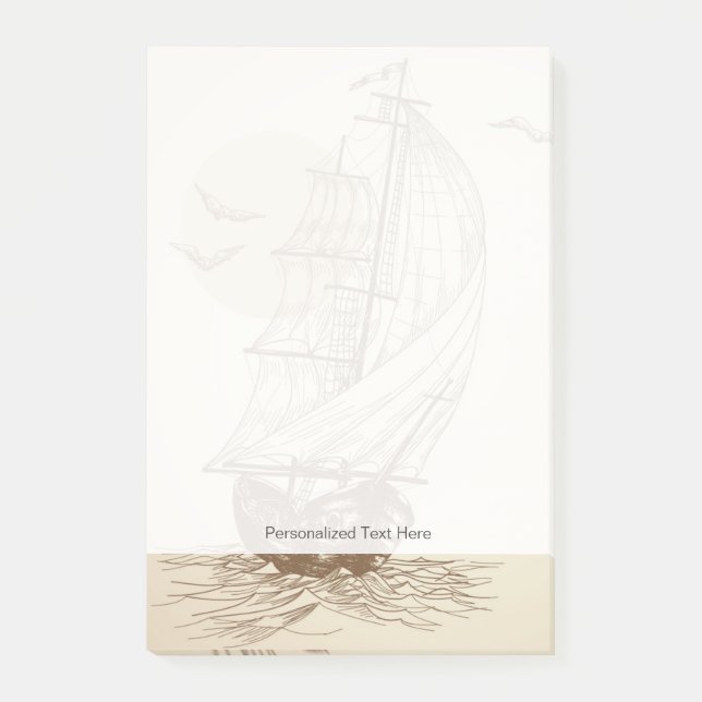 Vintage sailboat post-it notes (Front)