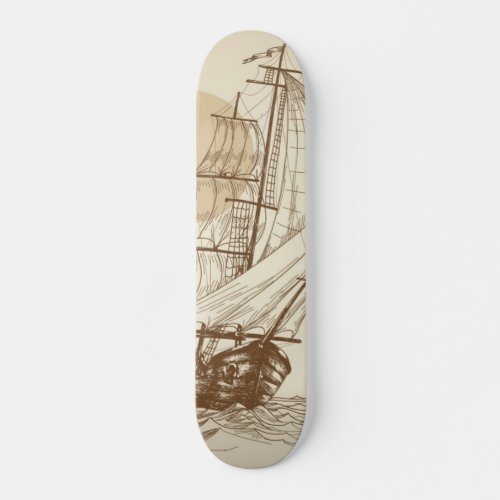 Vintage sailboat skateboard
