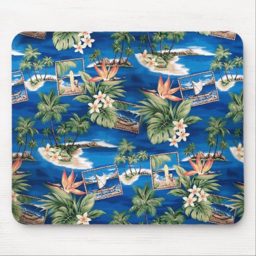 Vintage Sailing Canoe Aloha Shirt Mouse Pad