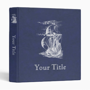 Vintage Sailing Ship 3 Ring Binder