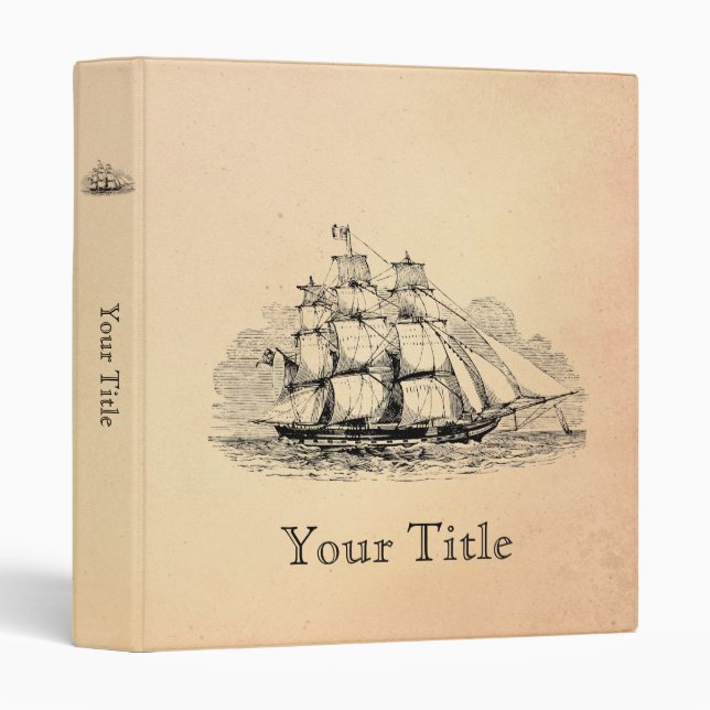 Vintage Sailing Ship Binder (Front/Spine)