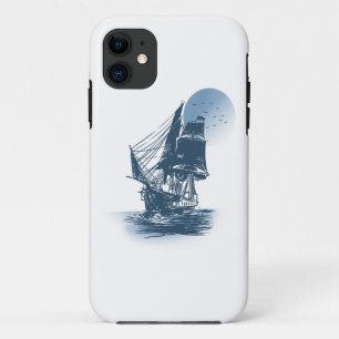 Vintage sailing ship - Choose background color iPhone 11 Case