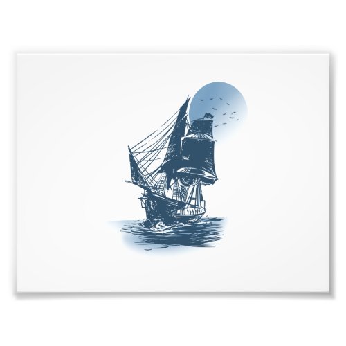 Vintage sailing ship _ Choose background color Photo Print