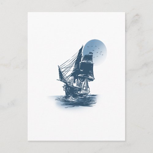 Vintage sailing ship _ Choose background color Postcard