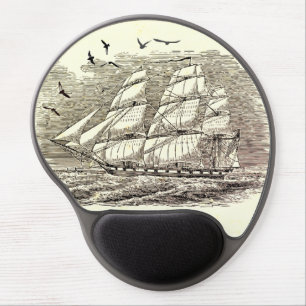 Vintage Sailing Ship Engraving Gel Mouse Pad