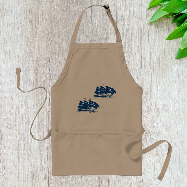Vintage Sailing Ship Nautical Ocean Clipper Adult Apron (Creator Uploaded)